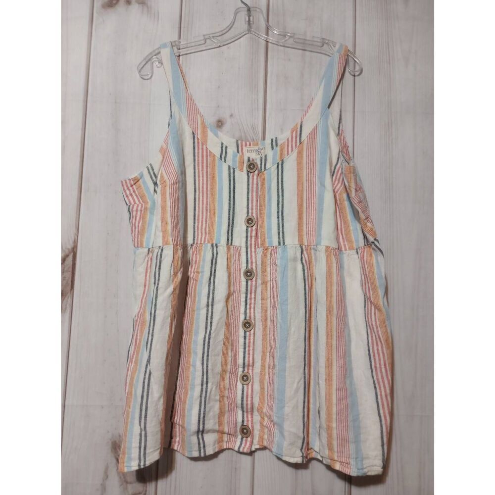 Terra and Sky Shirt Ladies 1x Sleeveless Linen Blend